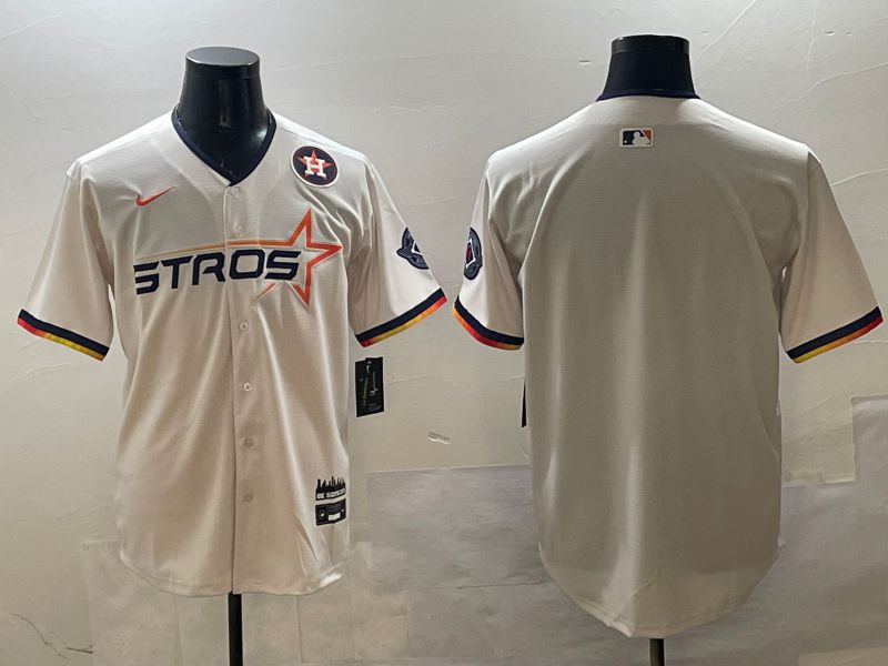 Men Houston Astros Blank Cream Three generations Joint Name 2025 Nike MLB Jersey style 3